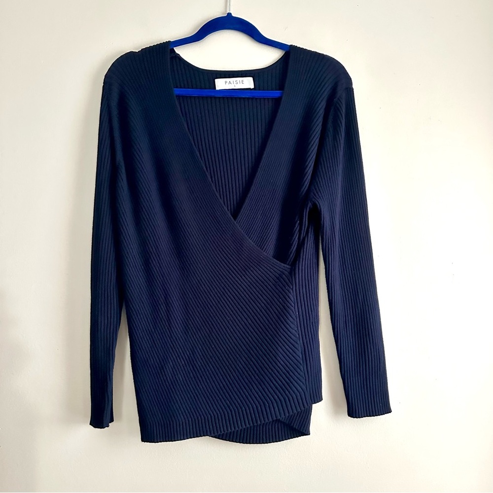Paisie • Ribbed‎ Faux Wrap Sweater